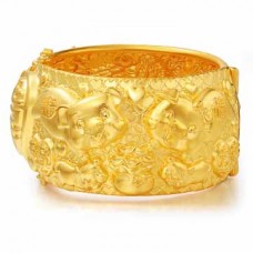 999.9足金立體龍鳳鐲